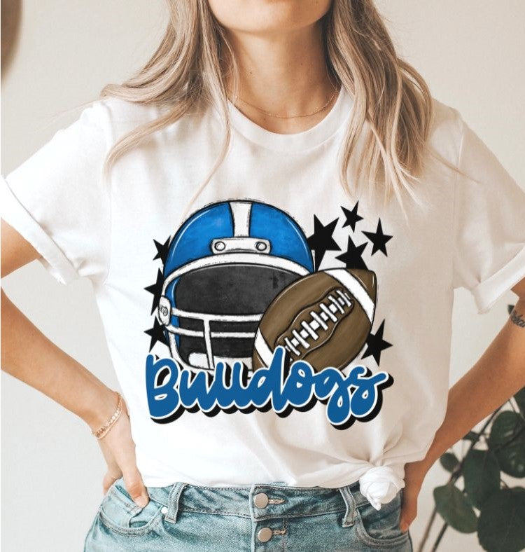 Bulldogs Mascot (stars - royal blue helmet) - DTF