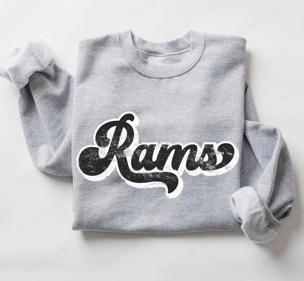 Rams (retro black and white) - DTF