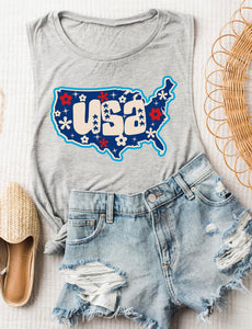 United States Retro Floral USA - DTF