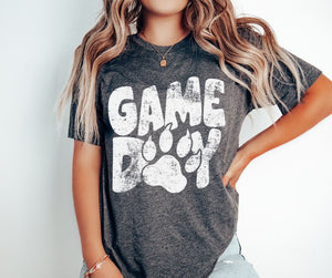 Game Day Tigers Paw Print Mascot (white) - DTF