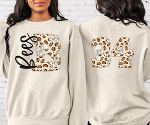 Bees Leopard and Daisy Mascot (letter and mascot name) - DTF