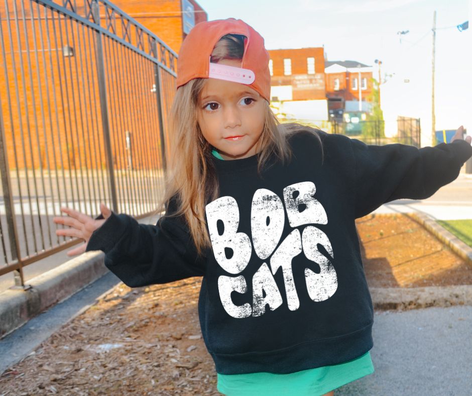 Bobcats Mascot (white) YOUTH - DTF