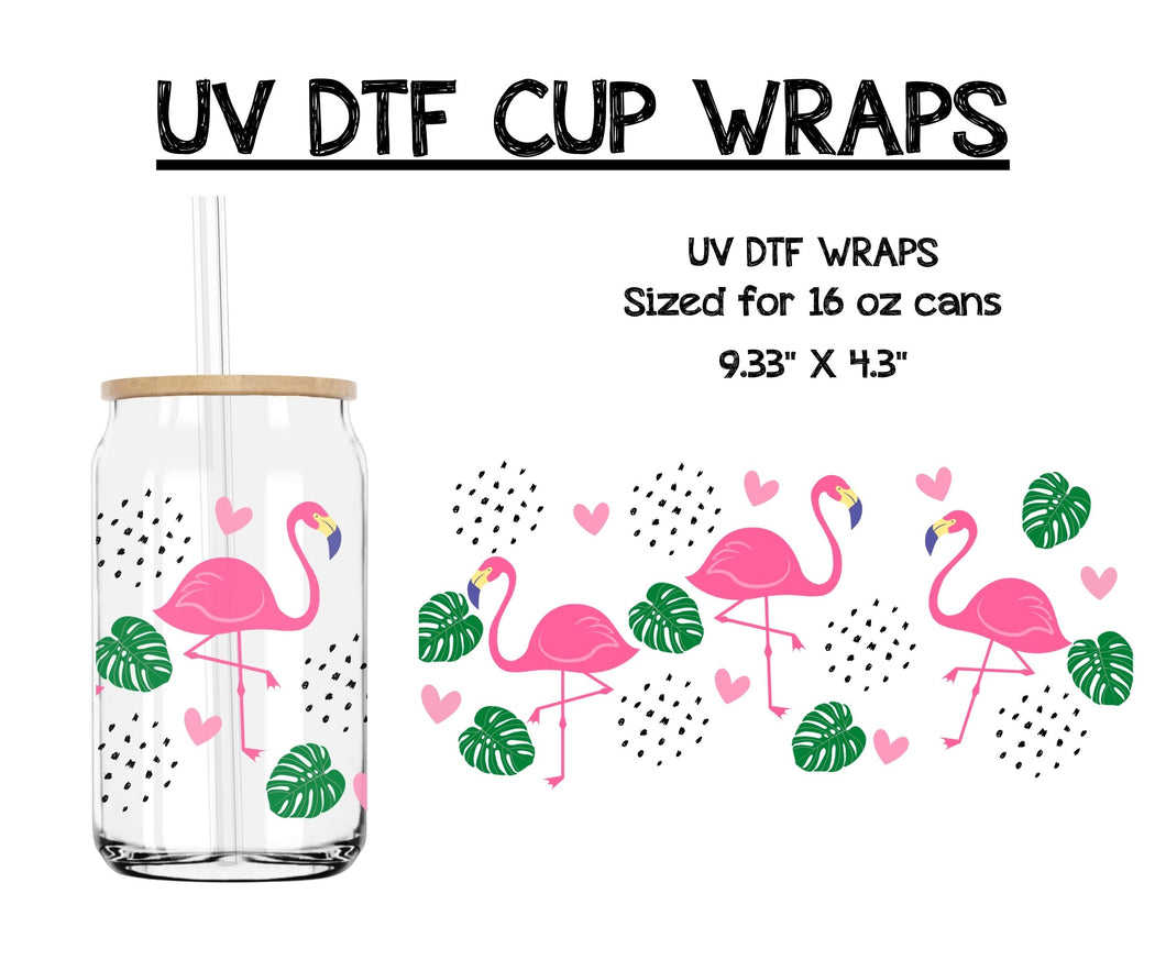 Flamingos - UV DTF CUP WRAP - 16 OZ