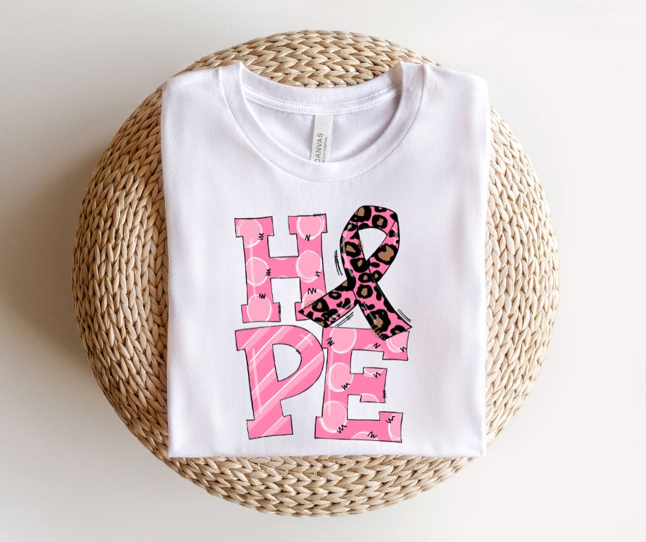 Hope - Pink ribbon with leopard - DTF