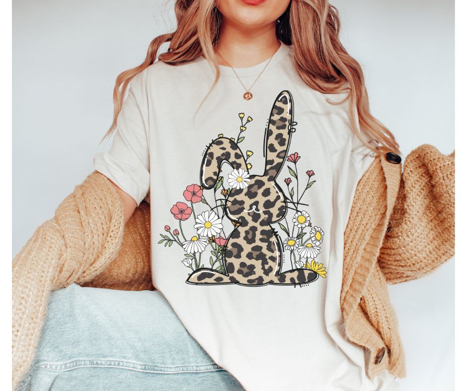 Leopard Bunny with wildflowers - DTF