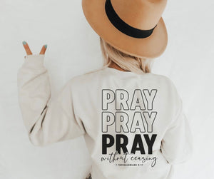 Pray without Ceasing (plus cross) 2-in-1 (front/back design) - single color SPT