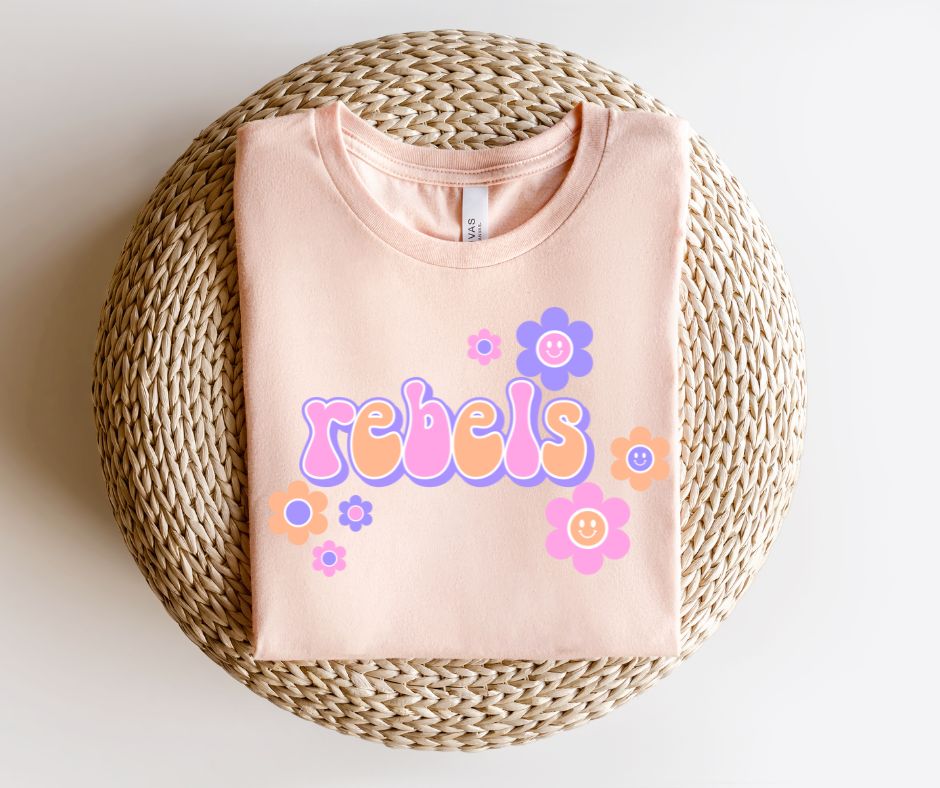 Retro Rebels Mascot with flowers (YOUTH) - DTF