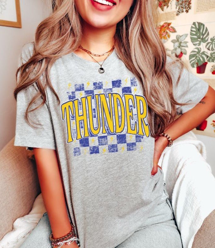 Thunder checkerboard (blue/gold) - DTF