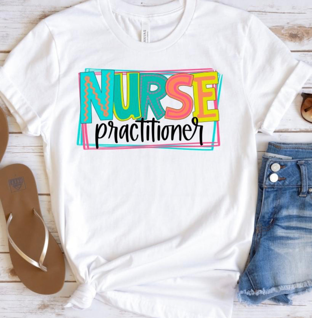 Nurse Practitioner (doodle letters) - DTF